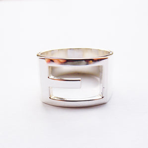 925 Sterling Silver Initial Letter E Ring