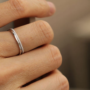 2 Pieces Set Sterling Silver Moissanite Stackable Ring