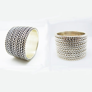 Mens Unique 925 Sterling Silver Cigar Ring