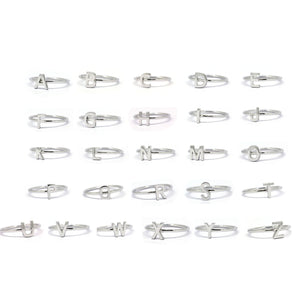 925 Sterling Silver Stackable Initial Capital Letter Ring