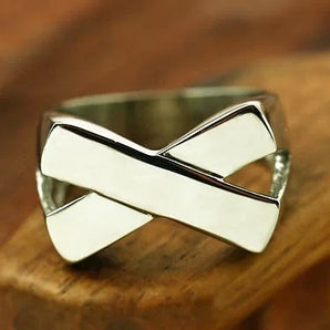 925 Sterling Silver Initial Letter X Ring