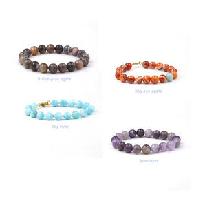 8 to 10mm Natural Stone Beaded Bracelet