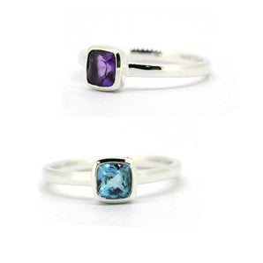 Sterling Silver Topaz/Amethyst Stackable Ring For Women