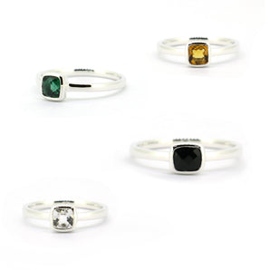 925 Sterling Silver Gems Stackable Ring For Women