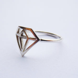 Ladies 925 Sterling Silver Diamond Shape Ring