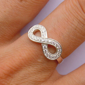 Solid 925 Sterling Silver Infinity Ring For Women