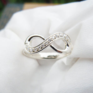 Ladies 925 Sterling Silver CZ Infinity Ring