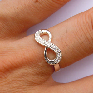 Ladies 925 Sterling Silver CZ Infinity Ring