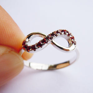 Ladies Natural Gems 925 Sterling Silver Infinity Ring
