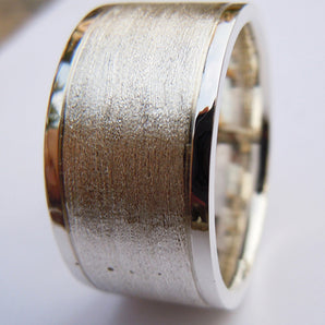 12 MM Mens Sterling Silver Wide Band Ring