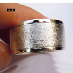 12 MM Mens Sterling Silver Wide Band Ring