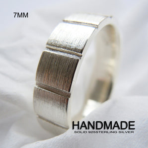 Mens 925 Sterling Silver 7MM Unique Band Ring