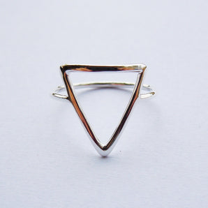 Solid 925 Sterling Silver Triangle Ring For Women