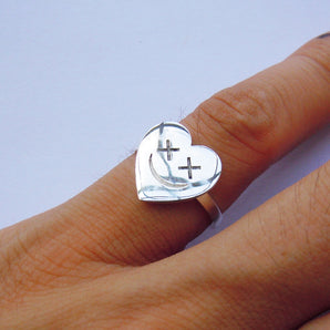 Ladies 925 Sterling Silver Love Smile Ring