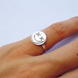 925 Sterling Silver Smile Face Ring For Women