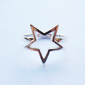 Ladies 925 Sterling Silver Cutout Start Ring
