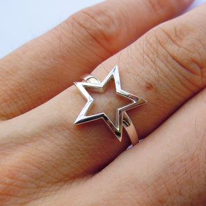 Ladies 925 Sterling Silver Cutout Start Ring