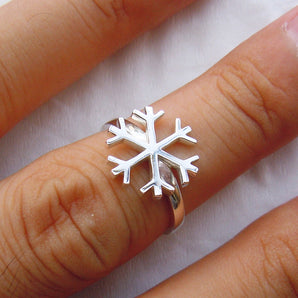 Ladies 925 Sterling Silver Snowflake Ring