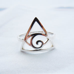 Illuminati Symbol Statement Ring,Sterling Silver Eye of Providence Triangle Ring