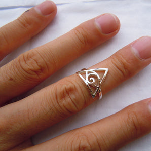 Illuminati Symbol Statement Ring,Sterling Silver Eye of Providence Triangle Ring