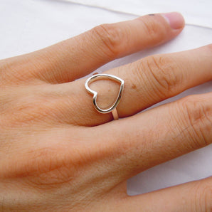 Ladies 925 Sterling Silver Open Heart Shape Ring