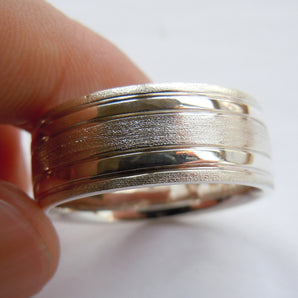 10mm Mens Sterling Silver Unique Band Ring