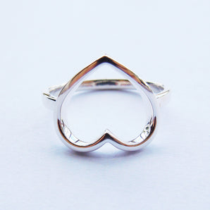 Ladies 925 Sterling Silver Open Heart Shape Ring