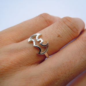 925 Sterling Silver Bat Ring