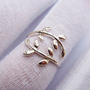 Ladies Solid 925 Sterling Silver Olive Leaf Ring