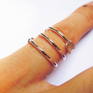 Ladies 925 Sterling Silver Three Row Arrow Ring