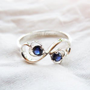 Ladies 925 Sterling Silver Infinity Sapphire Ring