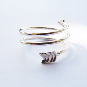 Ladies 925 Sterling Silver Three Row Arrow Ring