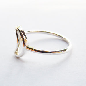 Ladies 925 Sterling Silver Cutout Crescent Moon Ring