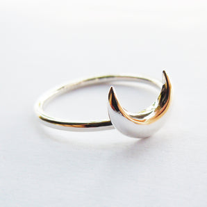 Ladies 925 Sterling Silver Crescent Moon Ring