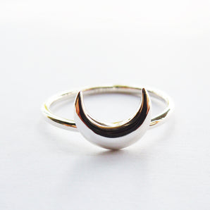 Ladies 925 Sterling Silver Crescent Moon Ring