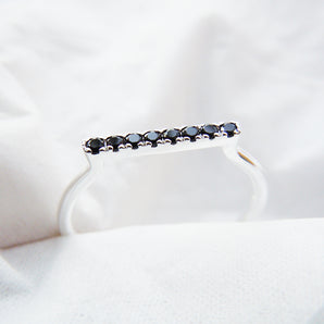 Ladies 925 Sterling Silver Black Spinel Stackable Ring