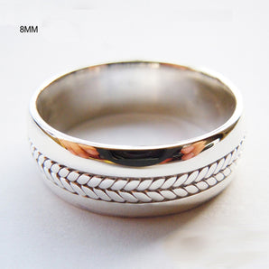 Mens 925 Sterling Silver Rope Style Band Ring
