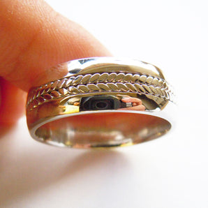 Mens 925 Sterling Silver Rope Style Band Ring