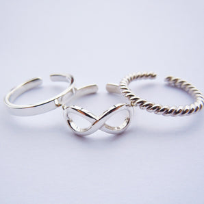 3 Pieces 925 Sterling Silver Stackable Ring Set