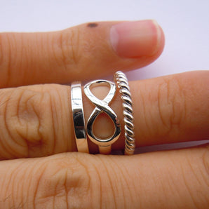 3 Pieces 925 Sterling Silver Stackable Ring Set