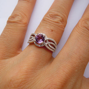 Ladies 925 Sterling Silver Amethyst Wedding Ring