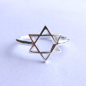 Ladies 925 Sterling Silver Star Of David Ring