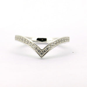 Ladies 925 Sterling Silver CZ Wishbone Ring