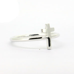 Ladies 925 Sterling Silver Cross Stackable Ring