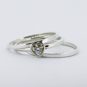 3 pieces Set Ladies 925 Sterling Silver Stacking Rings