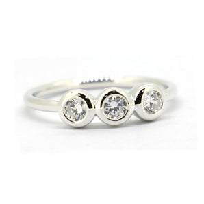 3 Stones 925 Silver Stackable Ring For Women