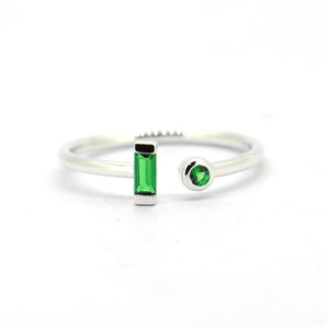 Sterling Silver Womens Green Stackable Ring