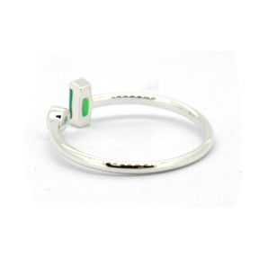 Sterling Silver Womens Green Stackable Ring