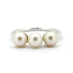 3 Pearls 925 Silver Women Stackable Ring