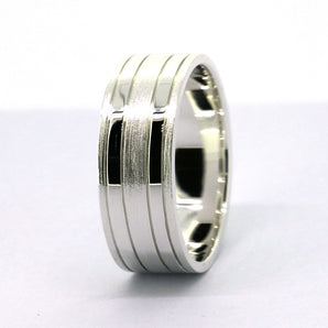 10mm Mens Sterling Silver Unique Band Ring